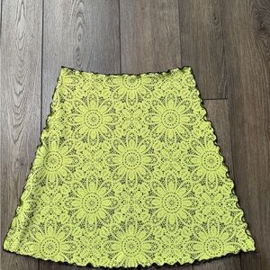 Haystacks Women’s Floral A-Line Skirt in Neon Yellow L